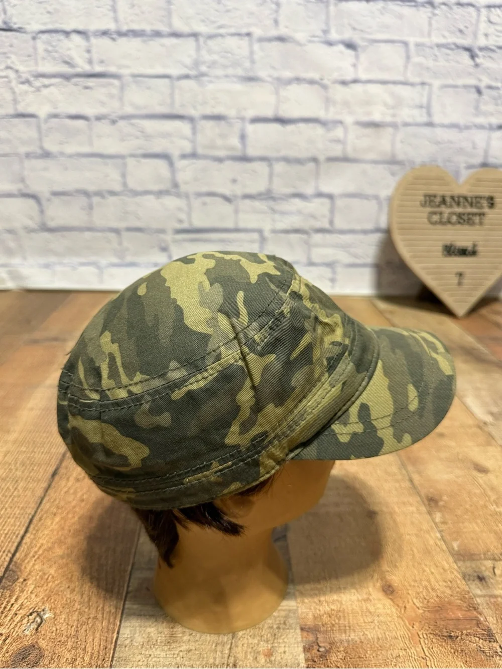 Camo Cadet Hat Cap Beaded Cross Patch Military Style Women's One Size Women's ca